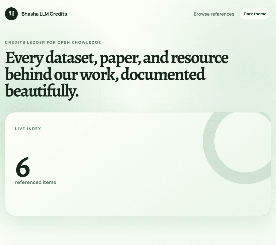 BhashaLLM research credits and resources website
